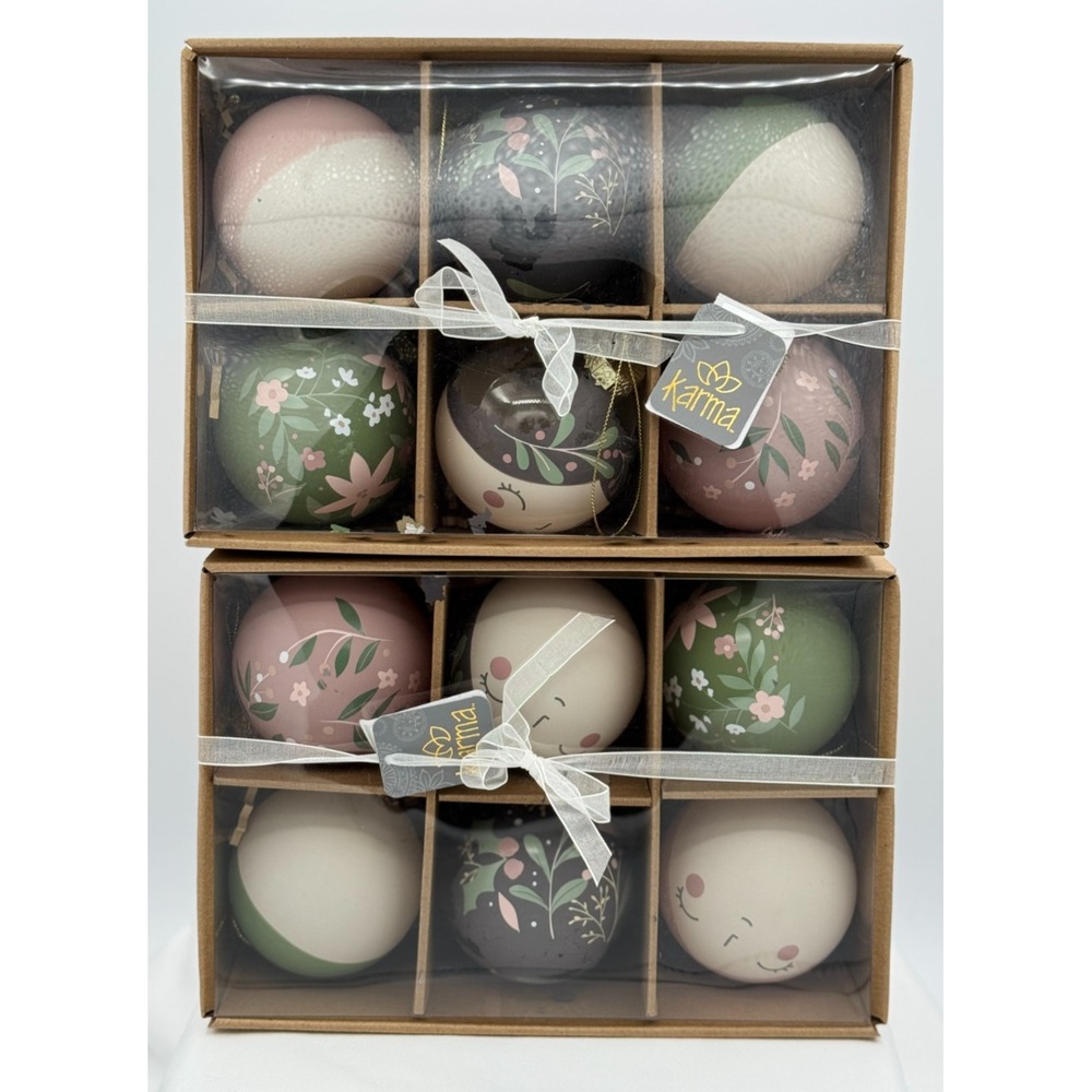 (2) 6 Packs of Nordstrom Karma Reyna Hand Painted Ornaments - NEW - KA701201